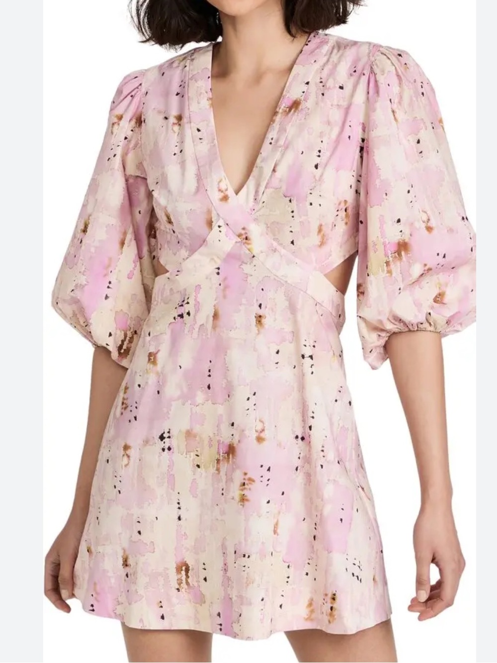 Alexis LineA Pink Watercolor V-Neck Mini Dress